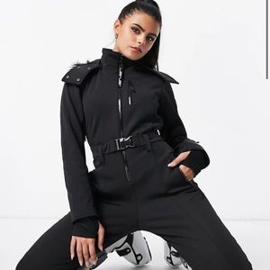 ASOS Petite Ski Fitted Belted Ski Suit with Hood
